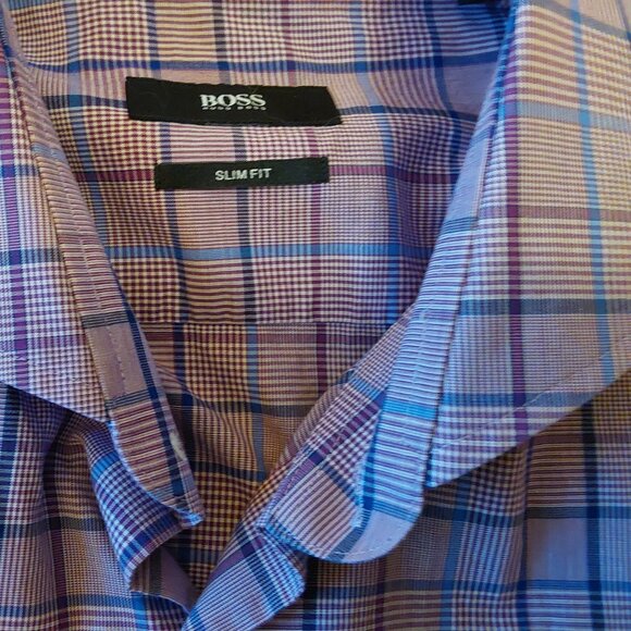 Boss Dress Shirt, Purple Pattern, Slim Fit, Made in Turkey, 16 - Picture 1 of 6